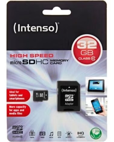 INTENSO Tarjeta memoria micro sd 32gb cl10 adaptador sd