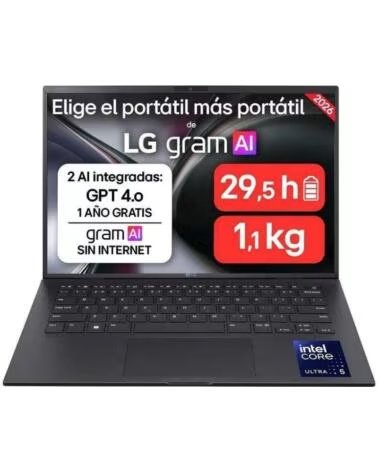LG Portatil Gram 14ZB90S-G AX55BN Intel Core Ultra 5-115U- 16GB- 512GB SSD- 14- Sin Sistema Operativo