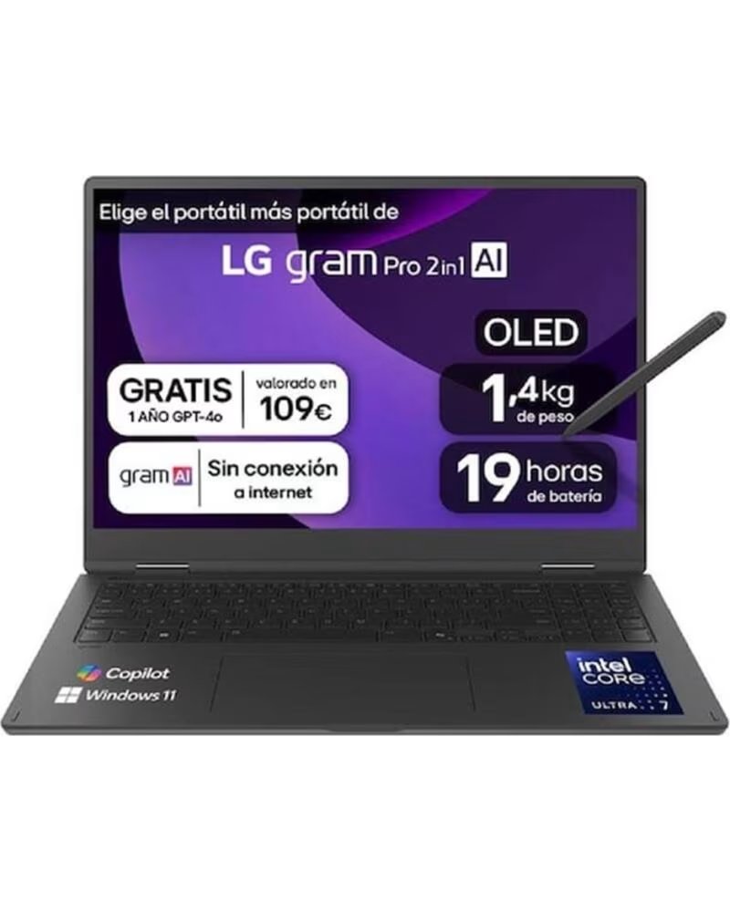 LG Portatil gram pro 16t90tp - k u7 - 255h - 32gb - ssd 1tb - 16 puadas - w11h