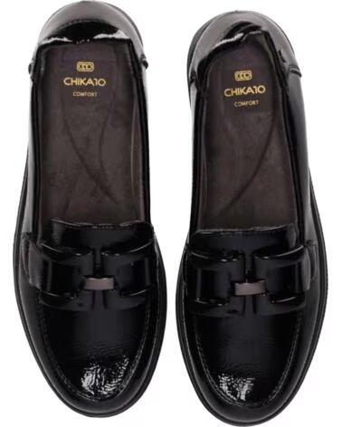 CHIKA10 ST MANDARIN 05 SAPATOS MULHER PELE SINTÉTICA CUNHA BAIXA PRETO NEGRO-BLACK