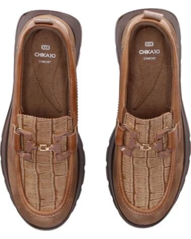 CHIKA10 ST MANDARIN 02 SCARPE DONNA IN ECOPELLE CON ZEPPA BASSA BEIG-BEIGE