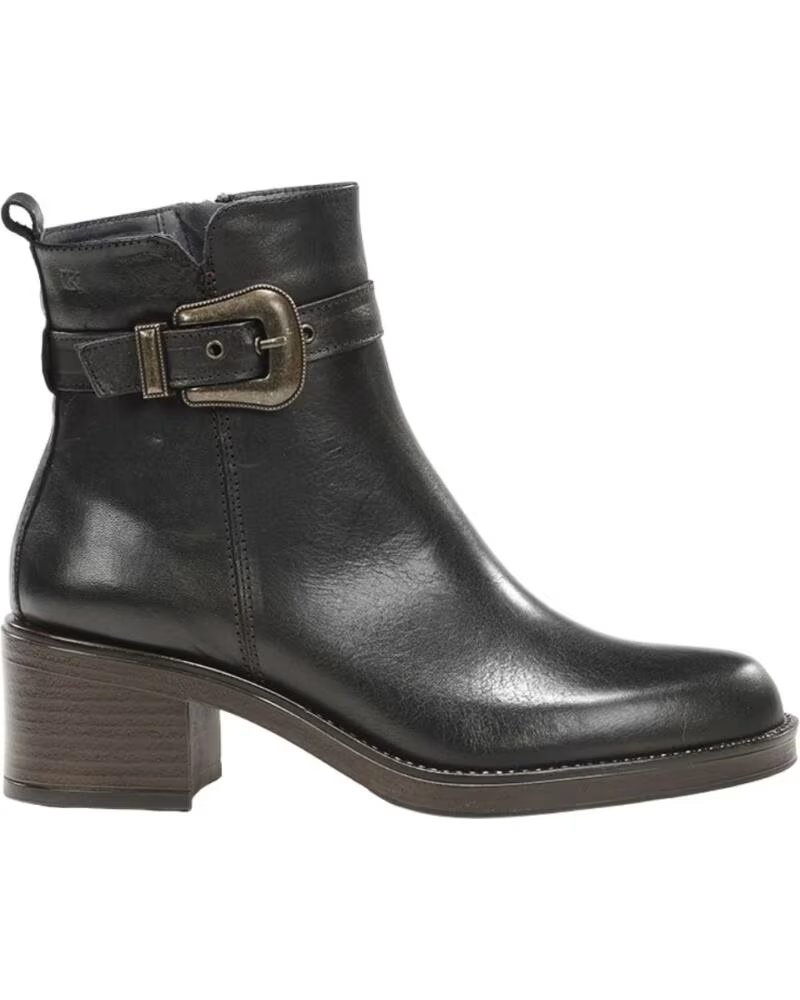 LEDER-STIEFELETTE LINET MIT SCHNALLE FÜR DAMEN NEGRO