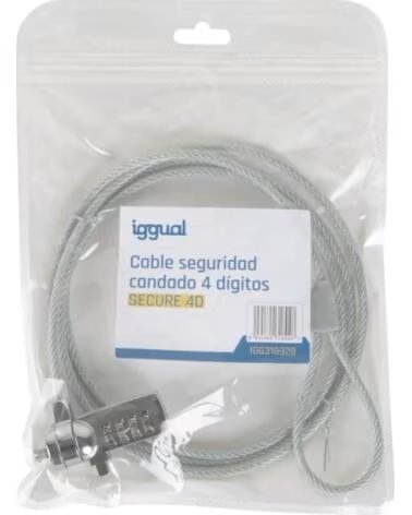 IGGUAL Cable seguridad candado 4 digitos SECURE 4D