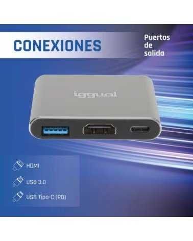 IGGUAL TYP-C HUB 3 IN 1 HDMI USB3 0 PD100W
