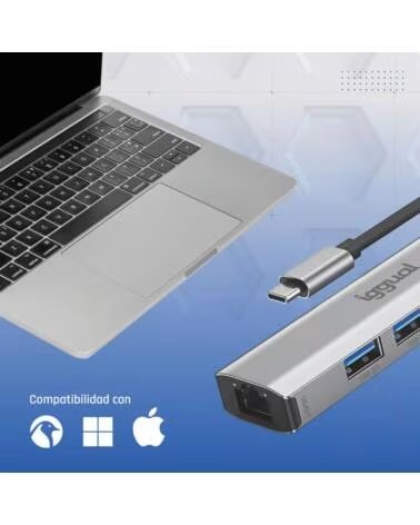 IGGUAL TYP-C-HUB 5 ANSCHLÜSSE 3XUSB RJ45 TYP-C IGG320181