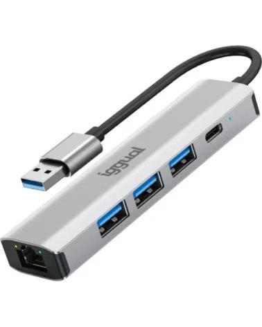 IGGUAL HUB USB-A 5 PORTAS 3XUSB RJ45 TIPO C