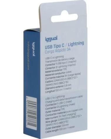 IGGUAL CÂBLE USB-C VERS LIGHTNING 100 CM BLANC IGG317761 3A