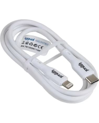 IGGUAL CÂBLE USB-C VERS LIGHTNING 100 CM BLANC IGG317761 3A