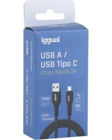 IGGUAL USB-A ZU TYP C KABEL 3A 100 CM GEFLOCHTEN