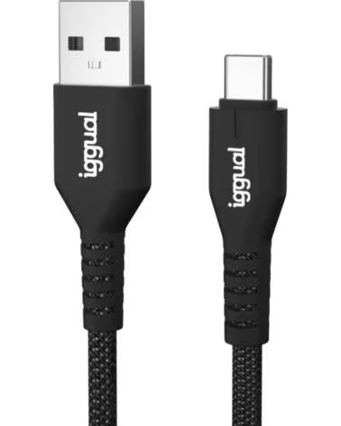 IGGUAL USB-A AUF TYP-C KABEL 3A 180 CM IGG320006 GEFLOCHTEN