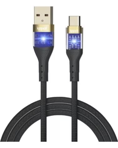 IGGUAL CAVO USB-A A TIPO-C 3A 100 CM INTRECCIATO LED