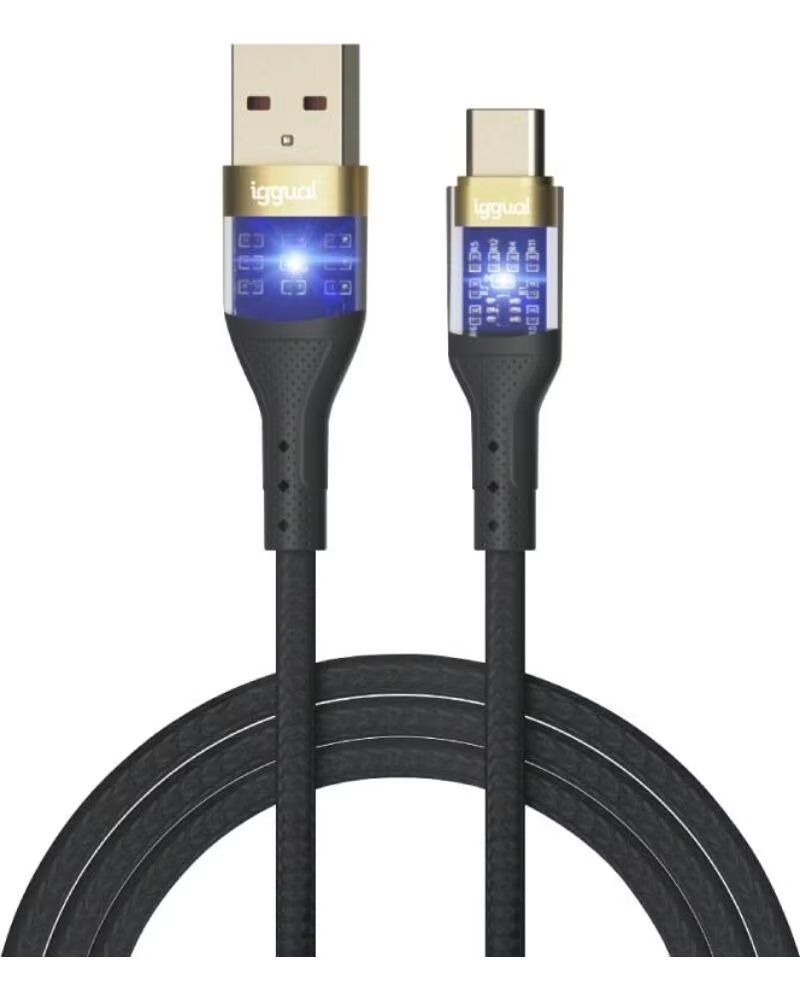 IGGUAL USB-A AUF TYP-C KABEL 3A 100 CM GEFLOCHTEN LED