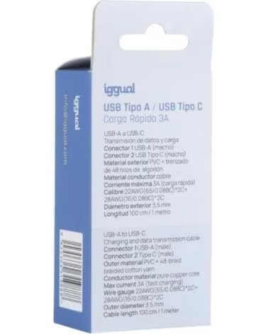 IGGUAL USB-A ZU TYP C KABEL 3A 100 CM GEFLOCHTEN