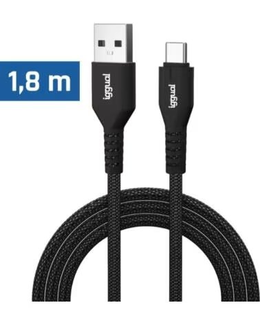 IGGUAL CABLE USB-A A TIPO C 3A 180 CM IGG320006 TRENZADO