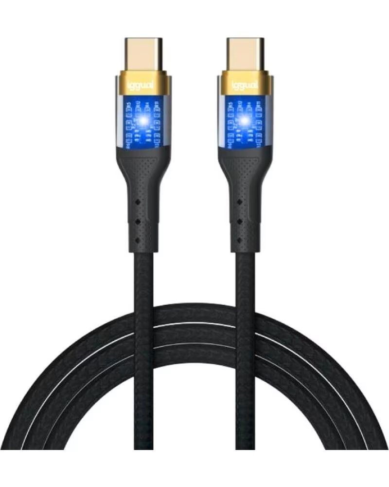 IGGUAL USB-C AUF TYP-C KABEL 3A 100 CM GEFLOCHTEN LED