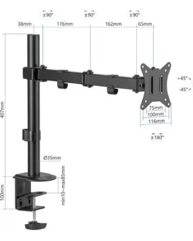 IGGUAL SPM01 SUPPORT PINCE DE TABLE 1 MONITEUR 17-32 POUCES