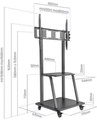 IGGUAL GOLIAT SUPPORT TV À ROULETTES 37 100 POUCES 150 KG