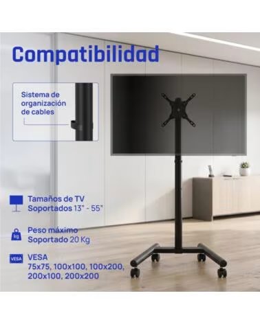 IGGUAL SRTV55 Soporte TV suelo ruedas 13-55 20kg