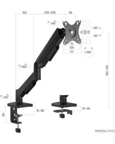 IGGUAL SPMP01-A SUPPORTO A MORSETTO PER MONITOR 17-34 PRO NERO