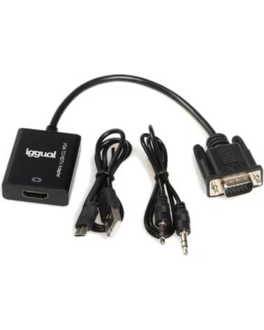 IGGUAL Adaptador VGA a HDMI audio microUSB