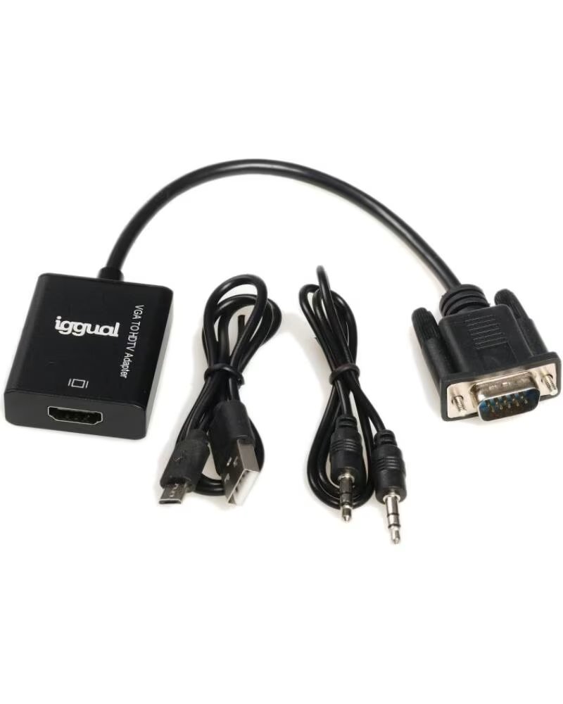 IGGUAL Adaptador VGA a HDMI audio microUSB