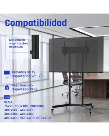 IGGUAL SRTV75 Soporte TV suelo ruedas 32-75 70kg
