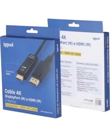 IGGUAL CAVO DISPLAYPORT M A HDMI 4K 2 METRI IGG319055