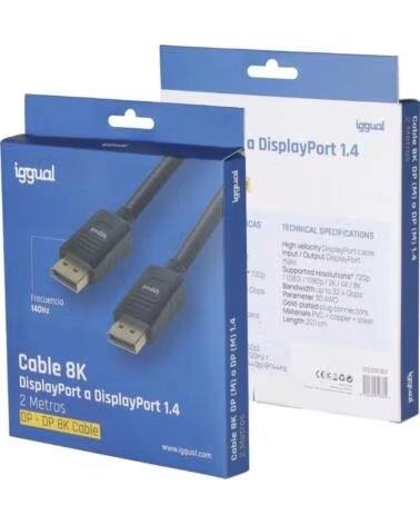 IGGUAL Cable DisplayPort M 1 4 8K60hz 2 metros
