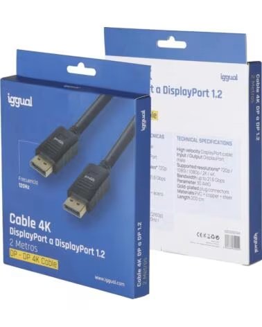 IGGUAL Cable DisplayPort M 1 2 4K60hz 2 metros