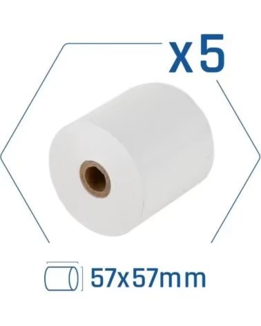 IGGUAL Pack 5 rollos papel termico sin BPA 57X57mm