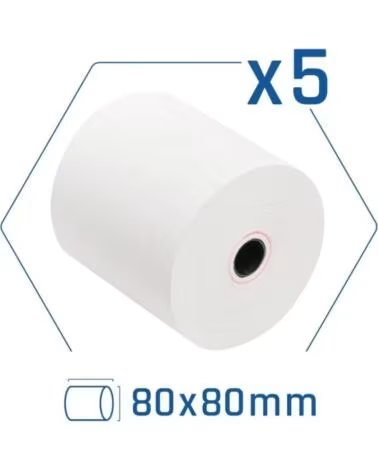 IGGUAL Pack 5 rollos papel termico sin BPA 80X80mm