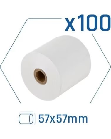 IGGUAL Pack 100 rollos papel termico sin BPA 57X57mm