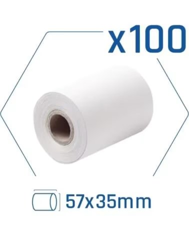 IGGUAL Pack 100 rollos papel termico datafono 57x35 mm