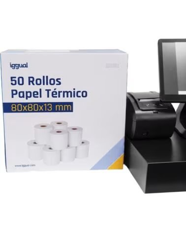 IGGUAL Caja 50 rollos papel termico sin BPA 80x80