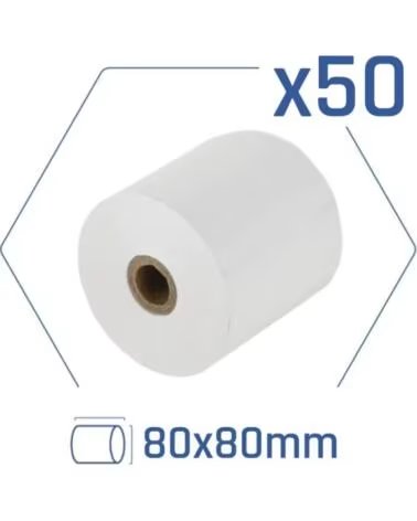 IGGUAL Caja 50 rollos papel termico sin BPA 80x80