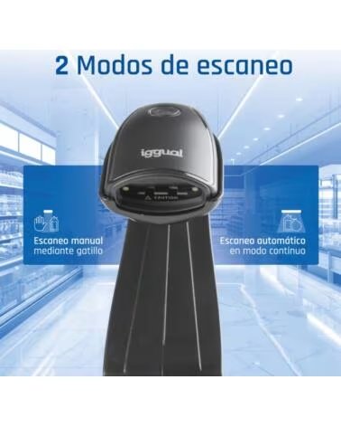 IGGUAL Lector codigo barras 1D USB boton soporte