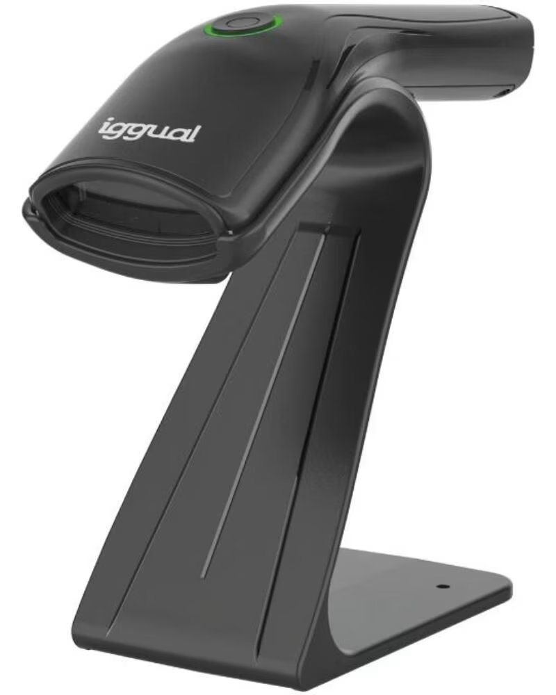IGGUAL Lector codigo barras 1D USB boton soporte