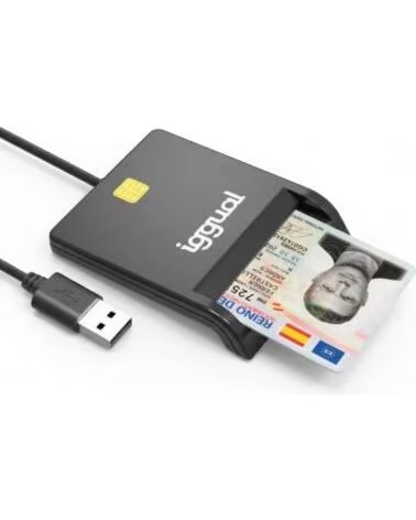 IGGUAL Lector DNI SIP tarjetas ID USB 2 0 negro