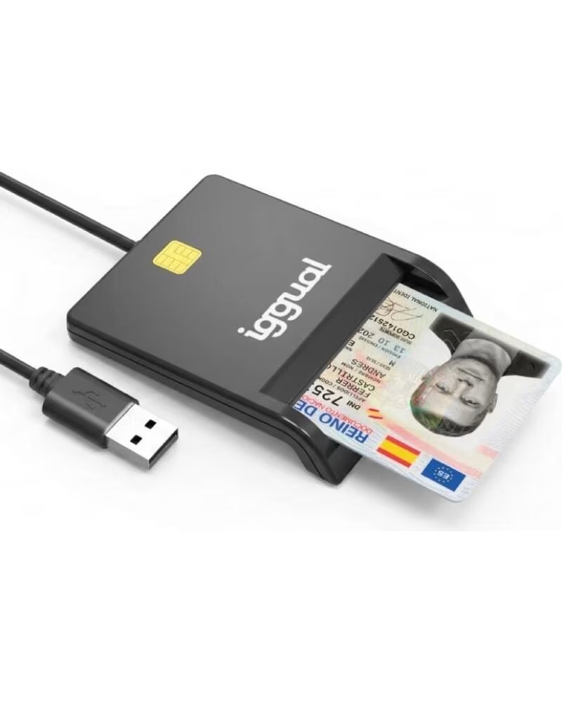 IGGUAL Lector DNI SIP tarjetas ID USB 2 0 negro