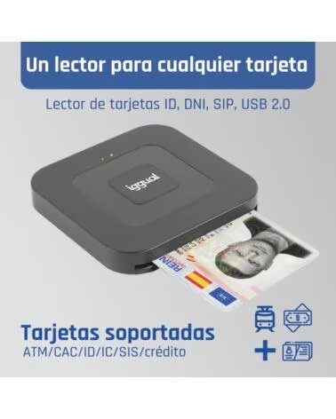 IGGUAL Lector DNI SIP tarjetas ID USB-A - tipo C