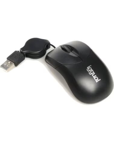 IGGUAL Raton retractil COM-BASIC-800DPI negro