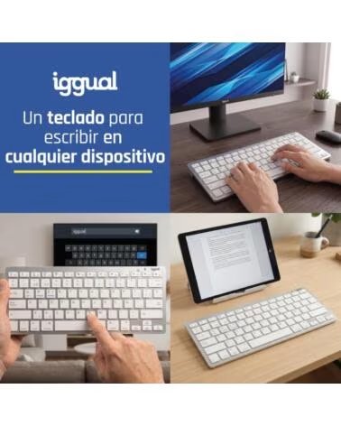 IGGUAL Teclado Bluetooth Slim TKL-BT plata 2 canal