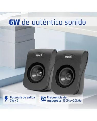 IGGUAL Altavoces 2 0 6W mini-jack USB
