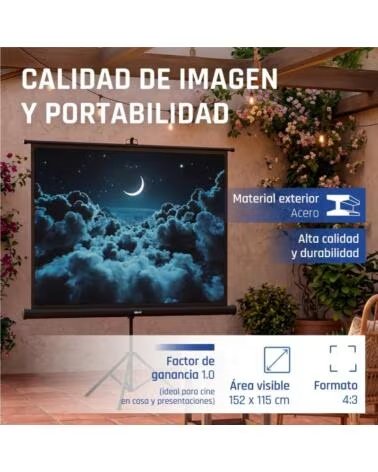 IGGUAL Pantalla 72 152x115 cm 4 3 tripodebolsa