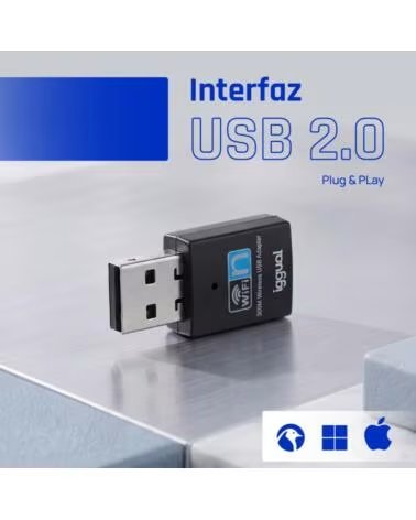 IGGUAL Adaptador USB Wifi 300 Mbps mono 2 4GHz