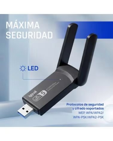 IGGUAL Adaptador USB Wifi 1300 Mbps dual 2 4G-5G
