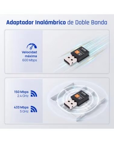 IGGUAL Adaptador USB Wifi 600 Mbps dual 2 4G-5G