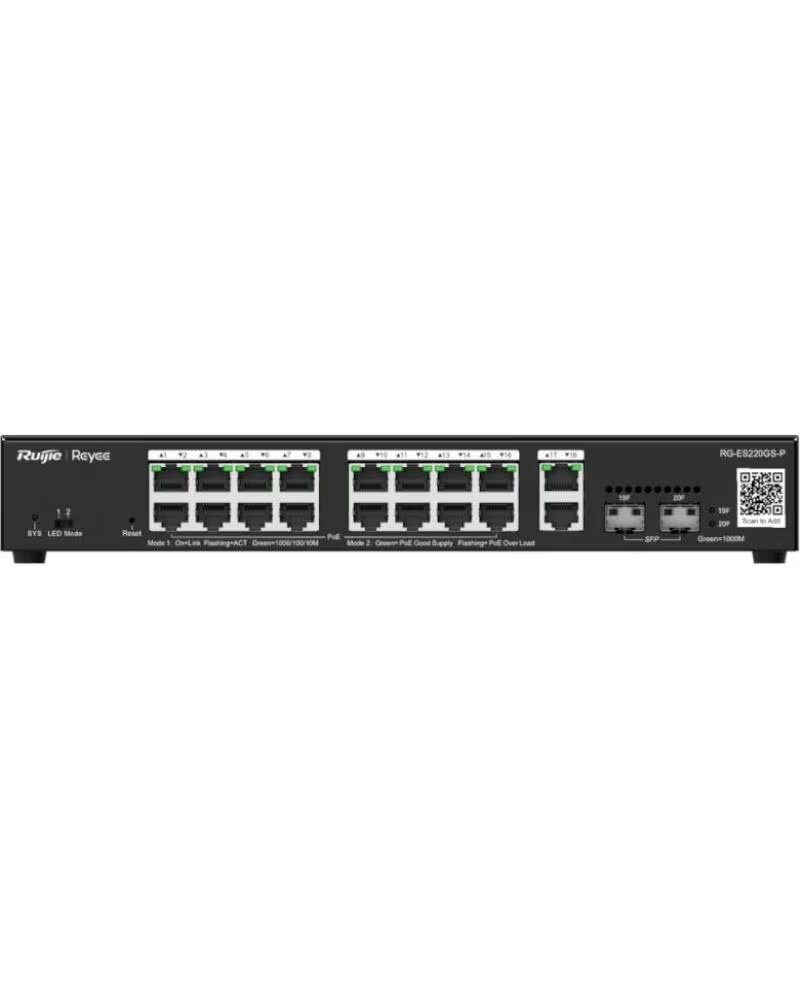 RUIJIE NETWORKS SWITCH RUIJIE RG-ES220GS-P 20 PUERTOS GIGABIT POE 16 POE2