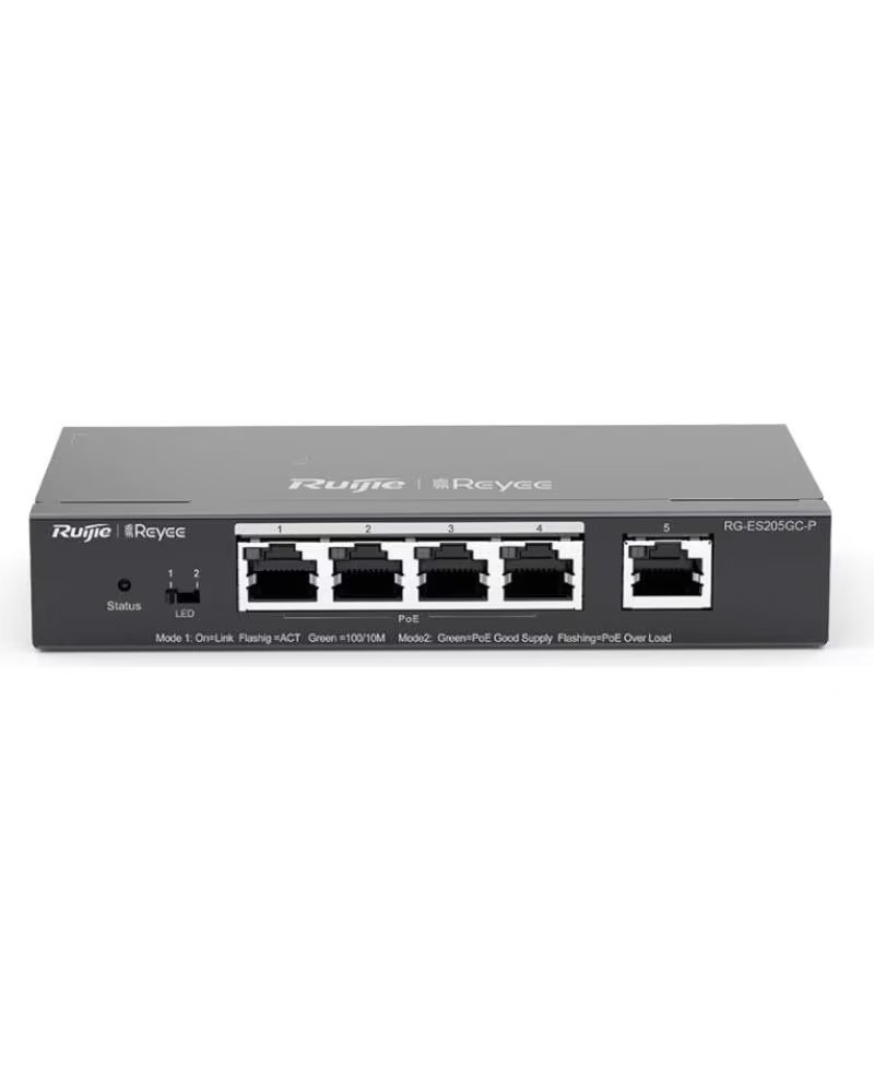 RUIJIE NETWORKS Reyee Switch 5xGb RJ45 4 PoE-POE 54W Steel