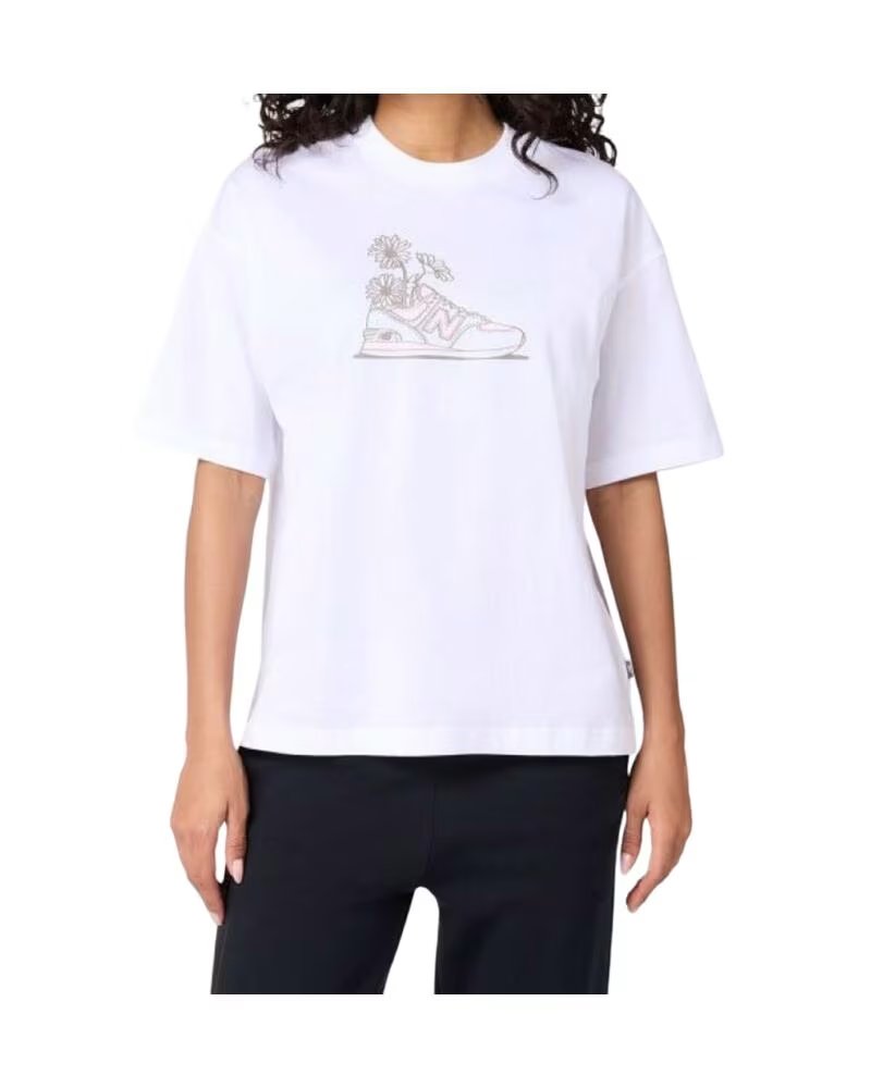 NEW BALANCE MAGLIETTA OVERSIZED FLOWER T-SHIRT WT43556 BIANCO BLANCO